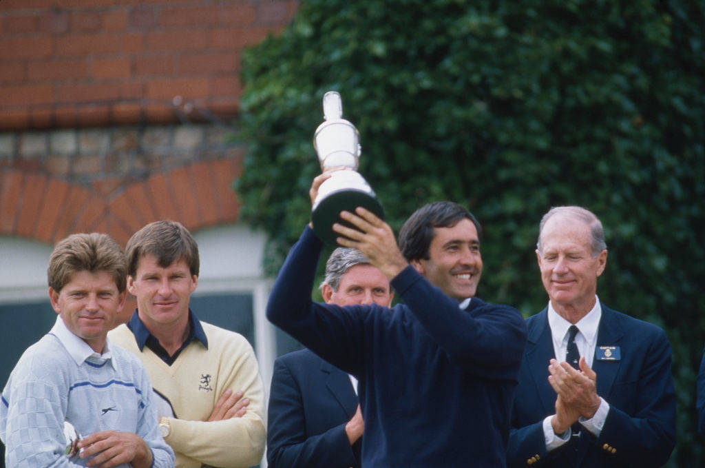 Seve Ballesteros celebrates winning The Open in 1988